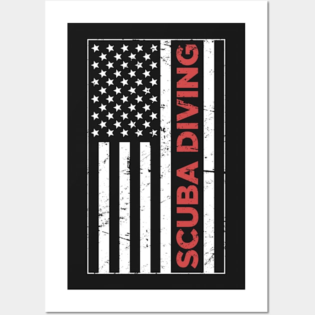 SCUBA DIVING American Flag Wall Art by MeatMan